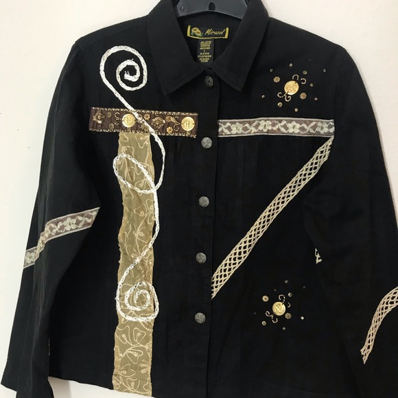 Marisol sequins beads jacket black L - Picture 3 of 8